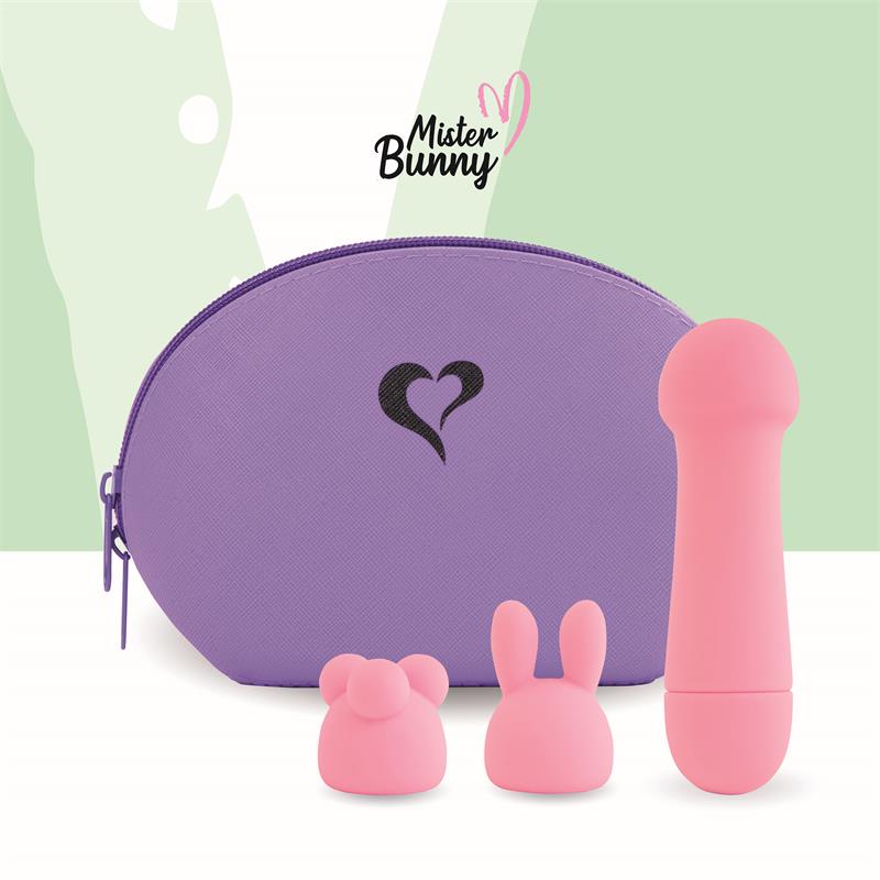 Mister Bunny Vibrador con 2 Accesorios de Silicona Rosa