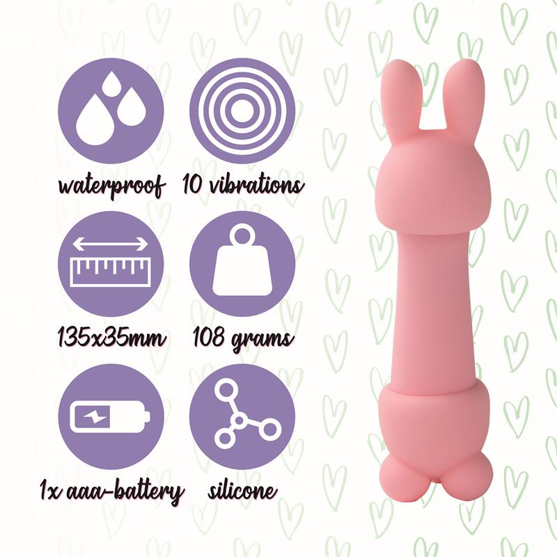 Mister Bunny Vibrador con 2 Accesorios de Silicona Rosa