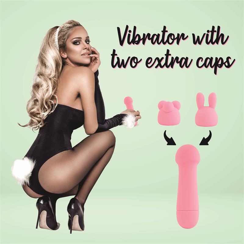 Mister Bunny Vibrador con 2 Accesorios de Silicona Rosa