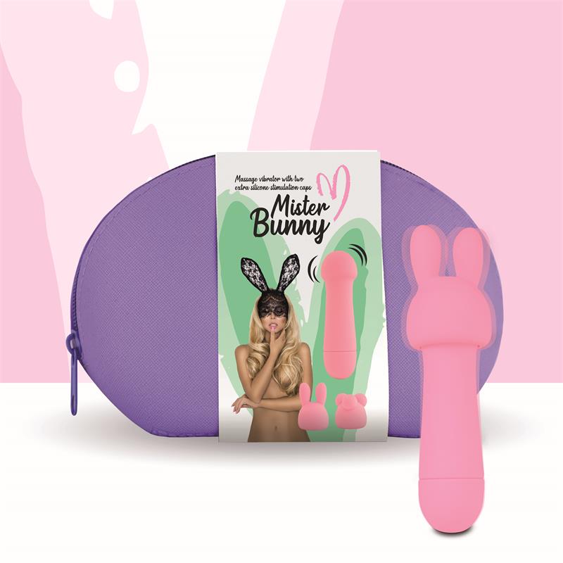 Mister Bunny Vibrador con 2 Accesorios de Silicona Rosa