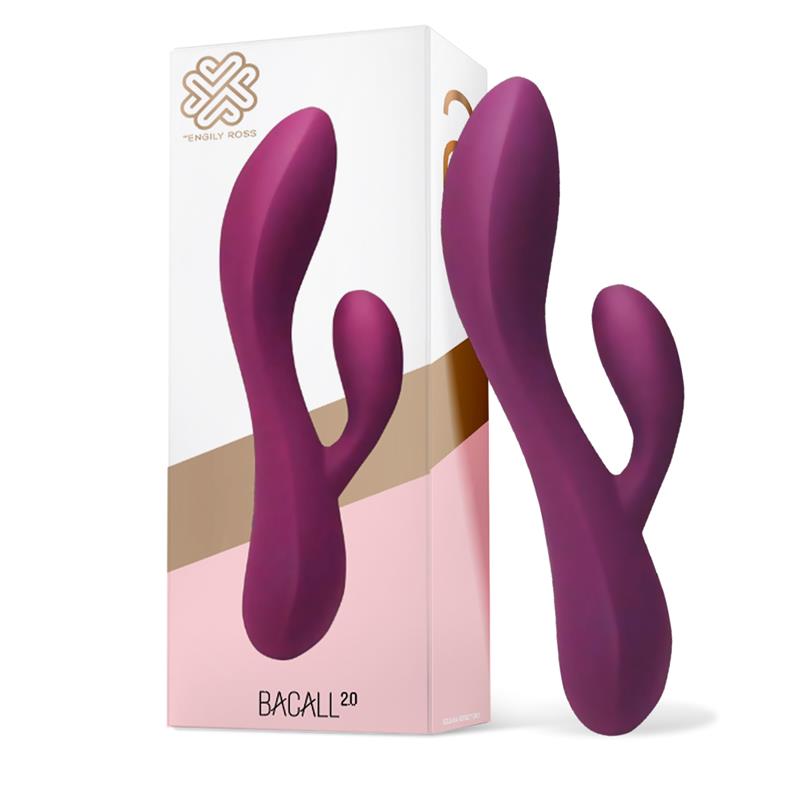 Bacall 20 Vibrador Silicona Liquida Inyectada Doble Motor USB Purpura