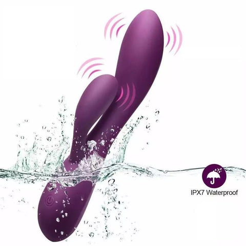 Bacall 20 Vibrador Silicona Liquida Inyectada Doble Motor USB Purpura