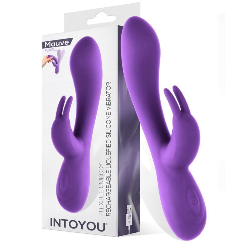 Mauve Vibrador Unibody Silicona Liquida USB Purpura