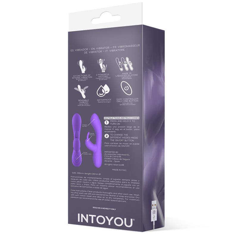 Mauve Vibrador Unibody Silicona Liquida USB Purpura