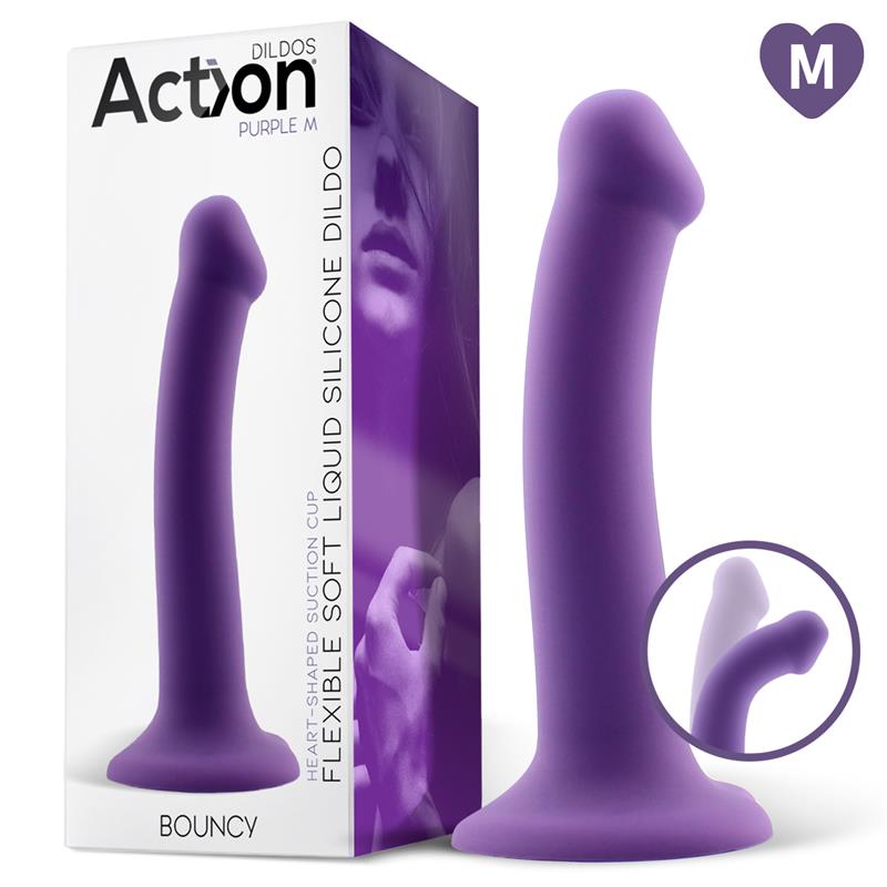 Bouncy Dildo Silicona Liquida Hiper Flexible 7 18 cm Talla M Purpura